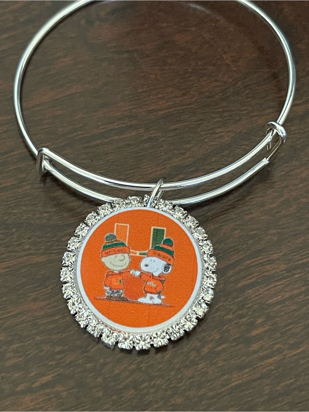 Orange Peanuts Charm Bangle Bracelet